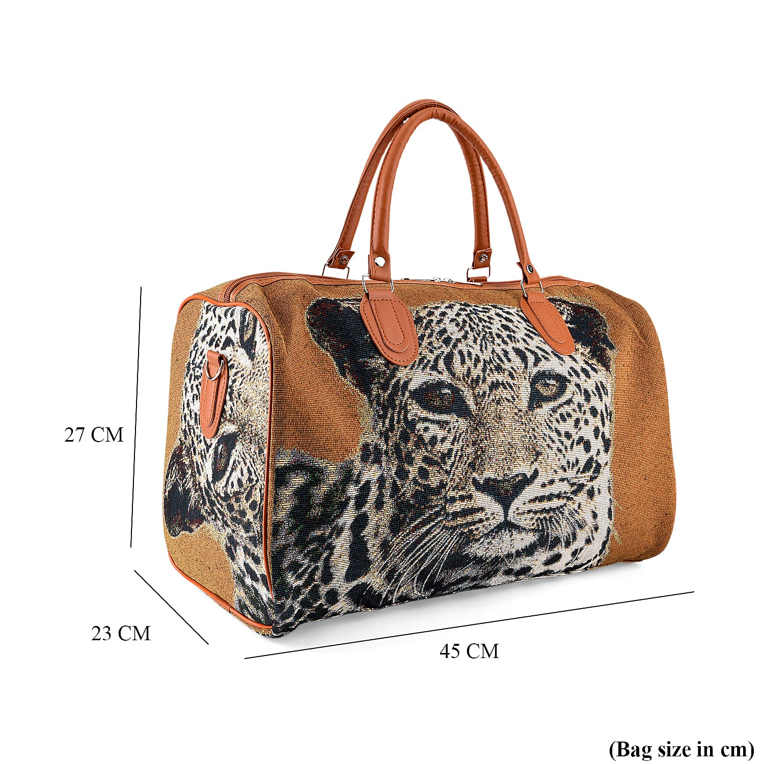 Leopard Travel Bag (Size 45x23x27 cm) - Brown