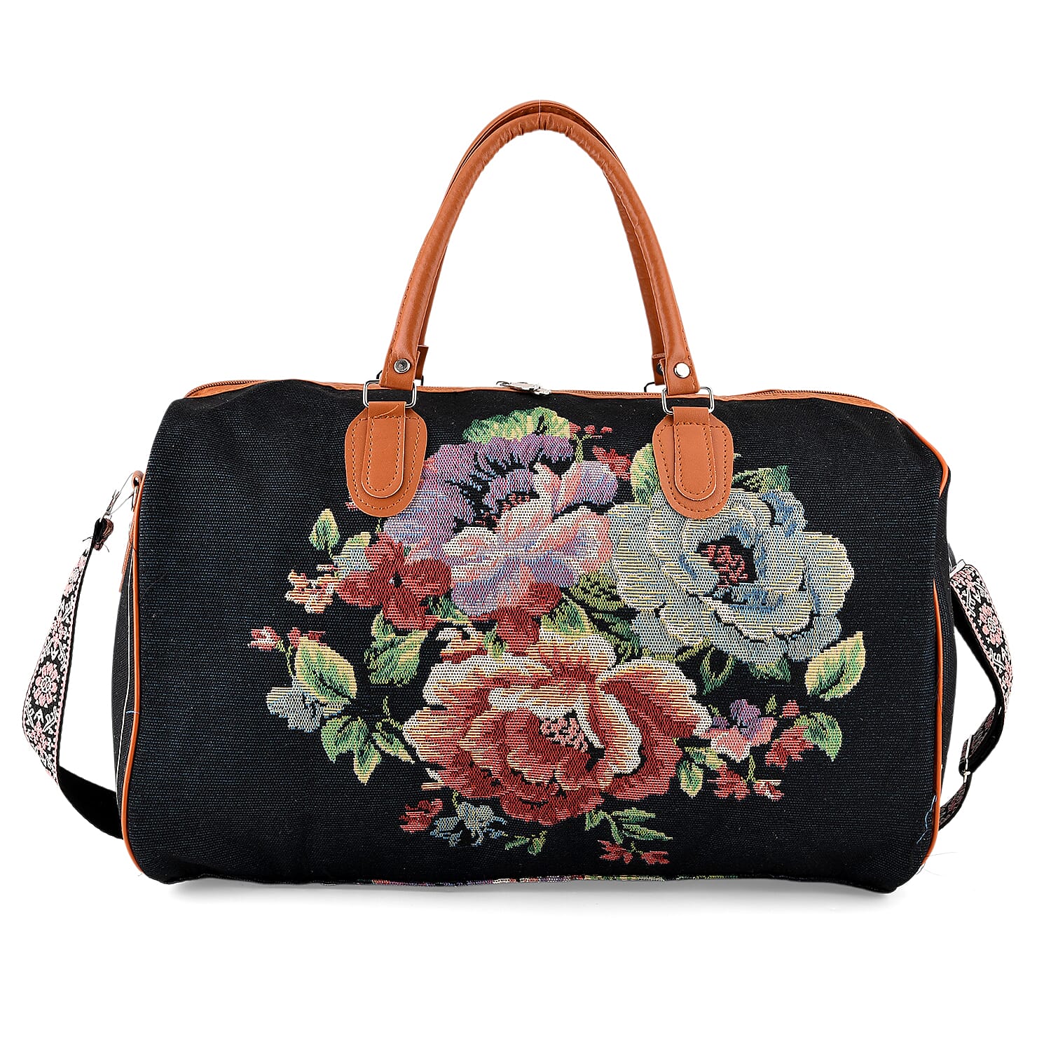 Floral Travel Bag (Size 45x23x27 cm) - Black Multi