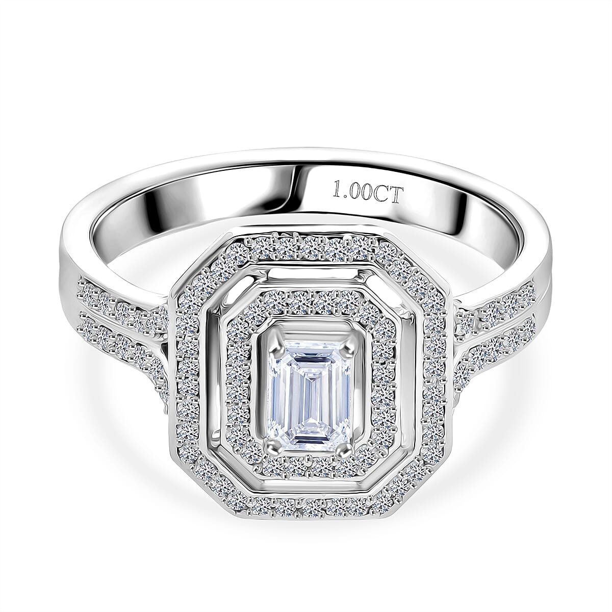 Luxuriant Lab Grown Diamond (SI-GH) Ring in Rhodium Overlay Sterling Silver 1.00 Ct, Silver Wt. 5.46 Gms.