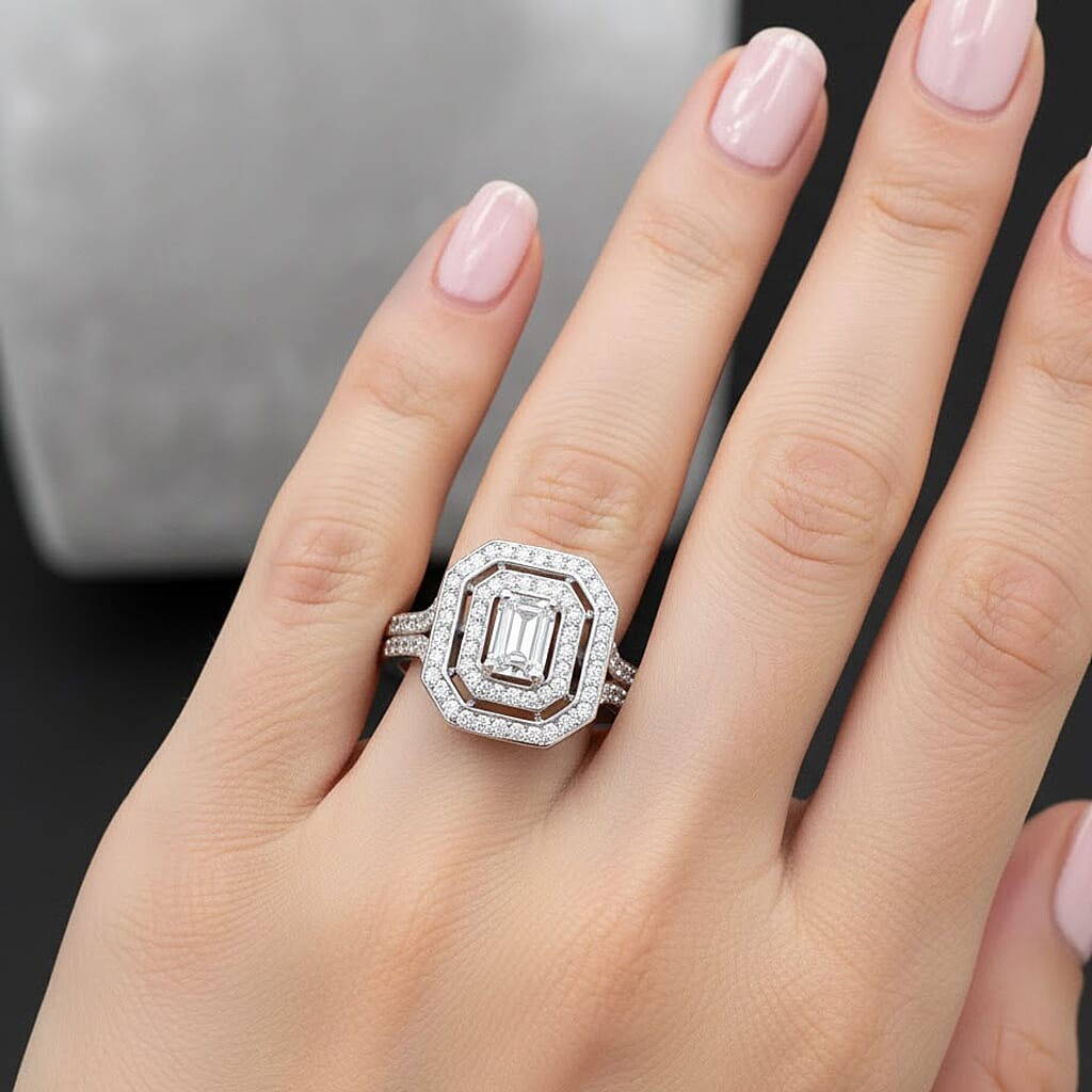 Luxuriant Lab Grown Diamond (SI-GH) Ring in Rhodium Overlay Sterling Silver 1.00 Ct, Silver Wt. 5.46 Gms.