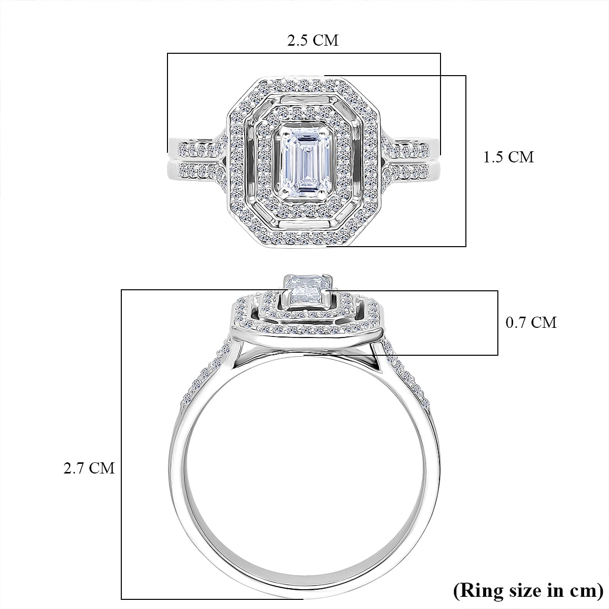 Luxuriant Lab Grown Diamond (SI-GH) Ring in Rhodium Overlay Sterling Silver 1.00 Ct, Silver Wt. 5.46 Gms.