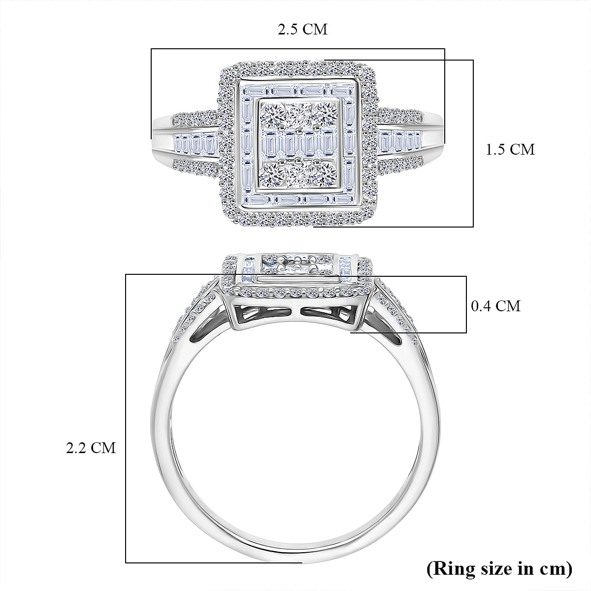 Luxuriant Lab Grown Diamond (SI-GH) Ring in Rhodium Overlay Sterling Silver 1.00 Ct.