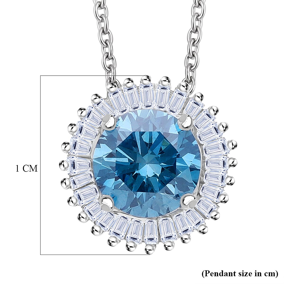 Luxuriant Lab Grown Blue Diamond & Lab Grown Diamond (SI-GH) Pendant in Rhodium Overlay Sterling Silver 1.15 Ct.