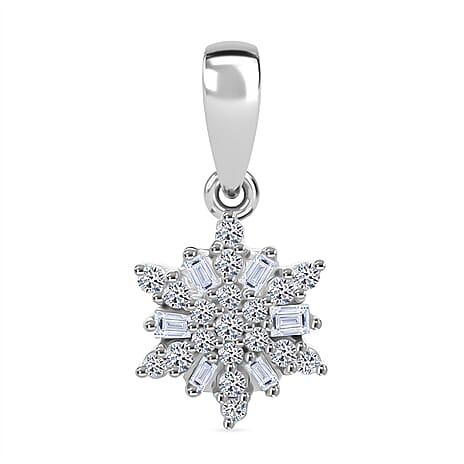 Black Friday Deal - Designer Inspired - Luxuriant Lab Grown Diamond (SI-GH) Pendant in Rhodium Overlay Sterling Silver
