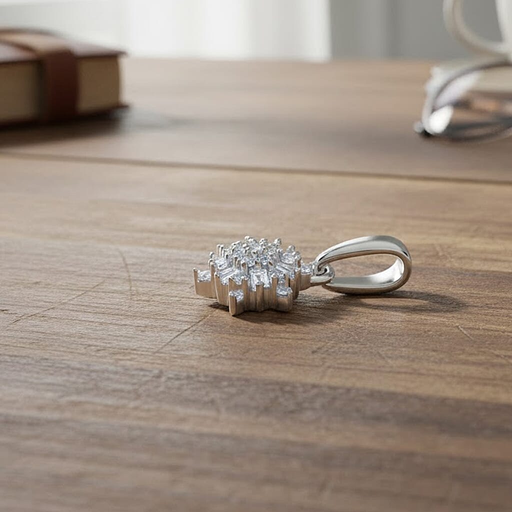 Black Friday Deal - Designer Inspired - Luxuriant Lab Grown Diamond (SI-GH) Pendant in Rhodium Overlay Sterling Silver