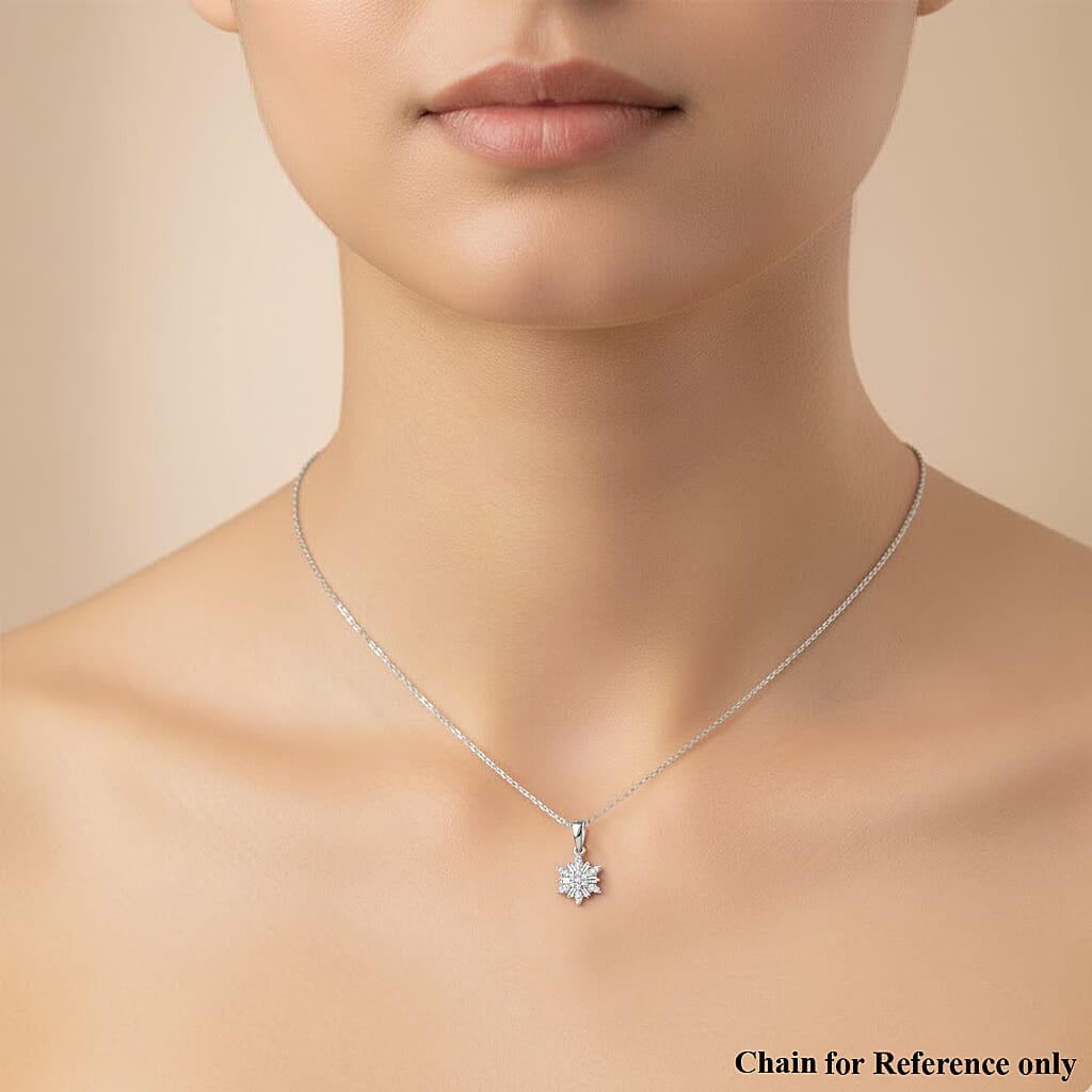 Black Friday Deal - Designer Inspired - Luxuriant Lab Grown Diamond (SI-GH) Pendant in Rhodium Overlay Sterling Silver