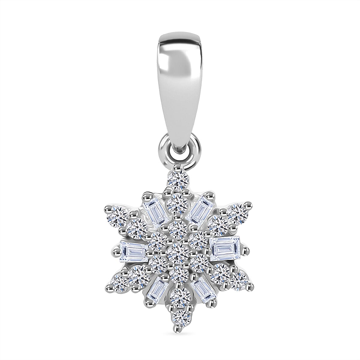 Black Friday Deal - Designer Inspired - Luxuriant Lab Grown Diamond (SI-GH) Pendant in Rhodium Overlay Sterling Silver