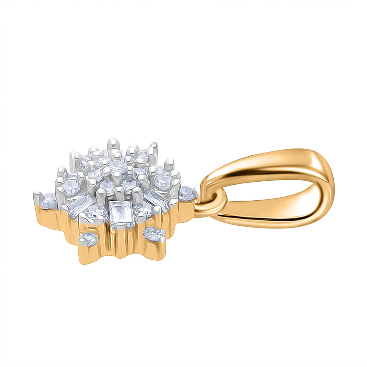 Black Friday Deal - Luxuriant Lab Grown Diamond (SI-GH) Pendant in 18K Vermeil Yellow Gold Plated Sterling Silver