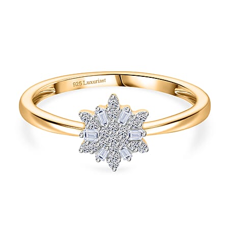 LUXURIANT Lab Grown Diamond Snowflake Ring in 18K Vermeil Yellow Gold Plated Sterling Silver (SI/GH)