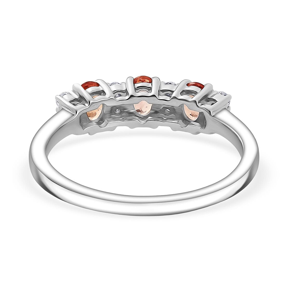 Luxuriant 950 Platinum AAAA Padparadscha Sapphire Lab Grown Diamond (SI-GH) Ring 0.71 Ct, Platinum Wt. 3.37 Gms.
