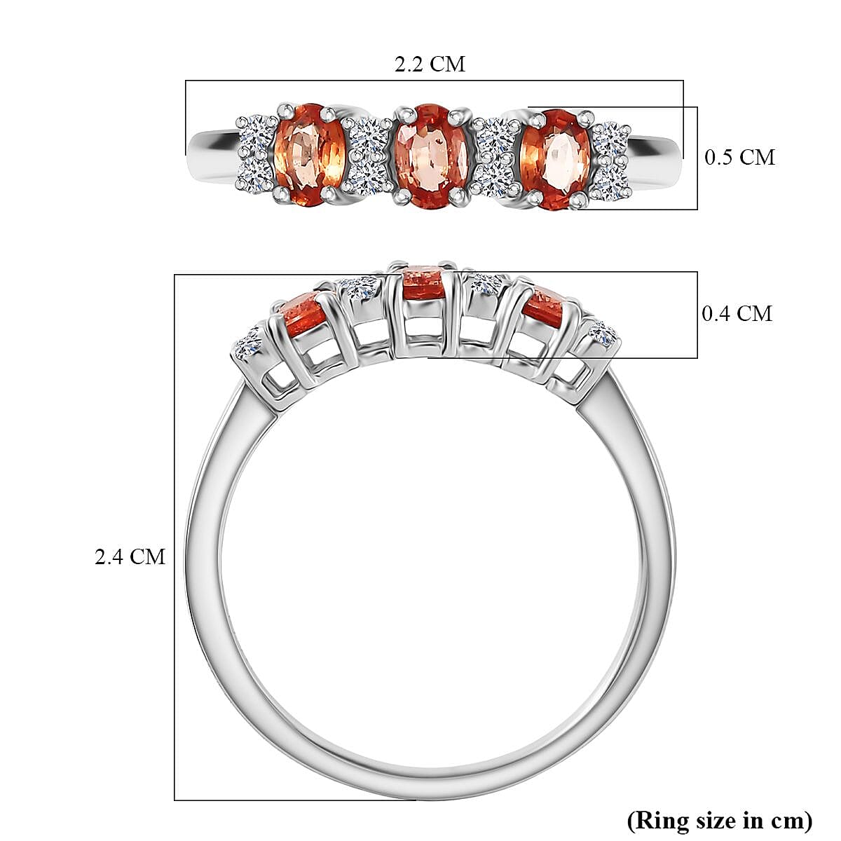 Luxuriant 950 Platinum AAAA Padparadscha Sapphire Lab Grown Diamond (SI-GH) Ring 0.71 Ct, Platinum Wt. 3.37 Gms.