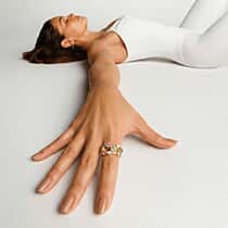 LUXURIANT 2 Ct. Multi Colour Lab Grown Diamond Bubble Ring in 18K Vermeil Yellow Gold Over Sterling Silver (SI-G-H)