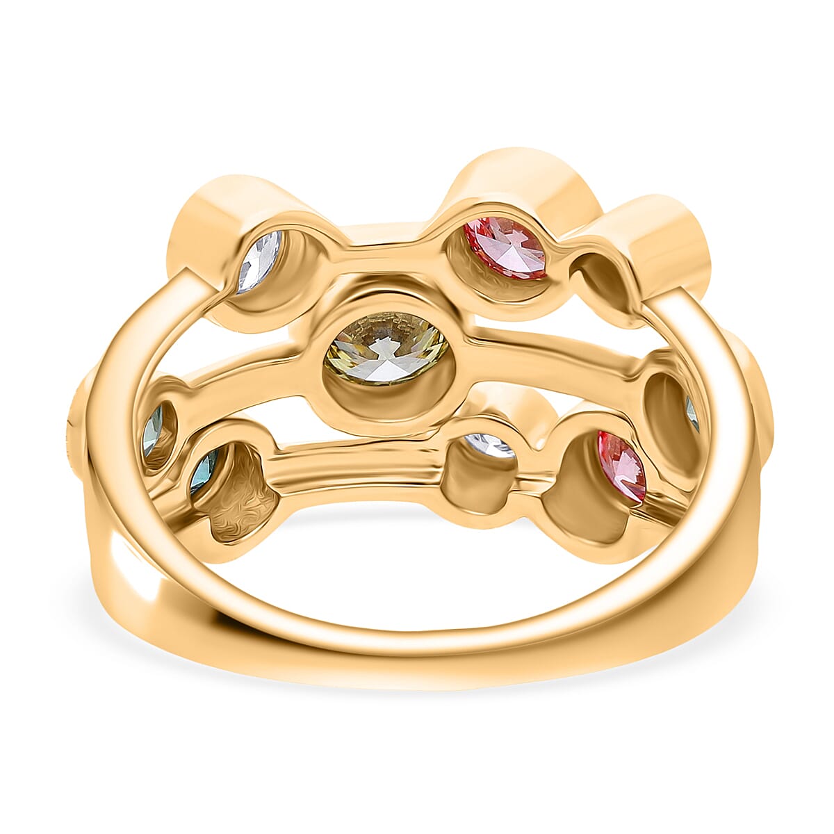 The Effervescent Watercolour Diamond Bubble Ring Set with 2.00cts of Si Clarity Lab Grown Yellow, Pink, White, Green & Blue Diamonds