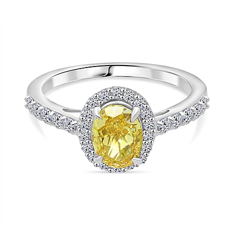 Luxuriant 950 Platinum Lab Grown SGL Certified (VS) Yellow Lab Grown & Lab Grown (VS-EF) Diamond Ring 2.00 Ct, Platinum Wt. 4.30 Gms.