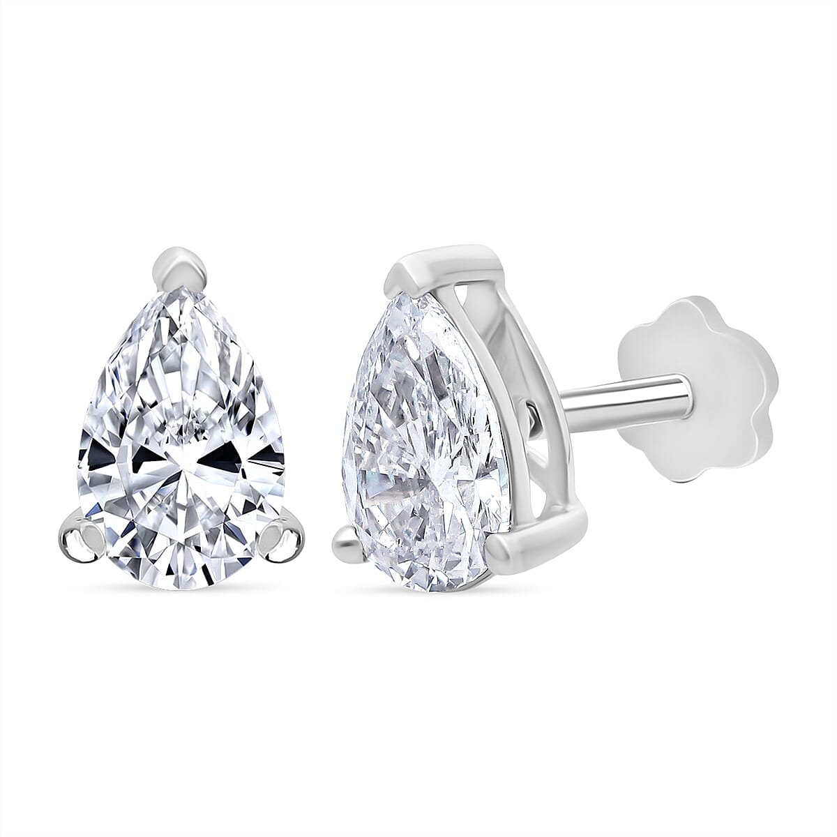 Rachel Galley 9K White Gold SGL Certified Lab Grown Diamond (VS-EF) Earring with Screw Back 2.00 Ct.