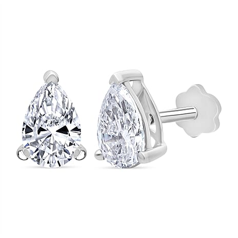 Rachel Galley 9K White Gold SGL Certified Lab Grown Diamond (VS-EF) Earring with Screw Back 2.00 Ct.