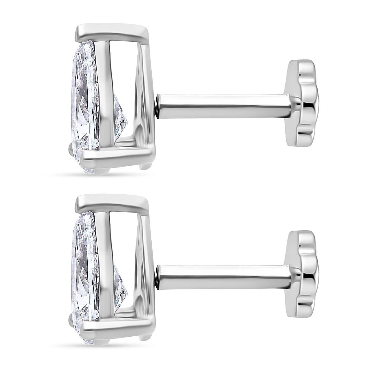 Rachel Galley 9K White Gold SGL Certified Lab Grown Diamond (VS-EF) Earring with Screw Back 2.00 Ct.