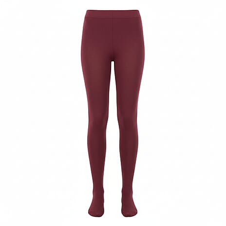 Womens 300 Denier Thermal Fleece-Lined Tights (Size 8 to 14) - Wine