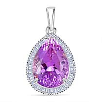 RHAPSODY 950 Platinum AAAA Kunzite  & Natural White Diamond (VS-E-F) Pendant 15.71 Ct, Platinum Wt. 6.39 Gms