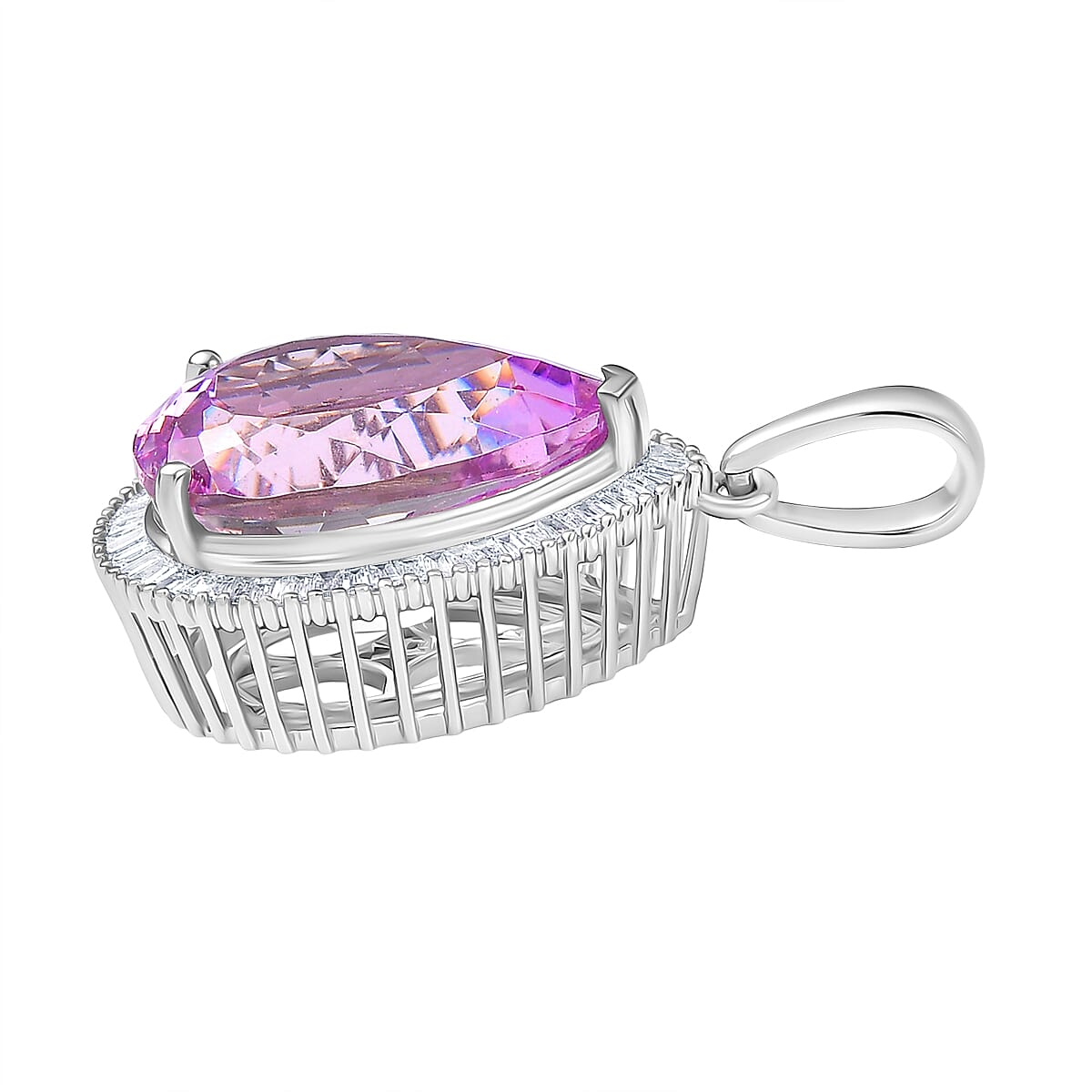 RHAPSODY 950 Platinum AAAA Kunzite  & Natural White Diamond (VS-E-F) Pendant 15.71 Ct, Platinum Wt. 6.39 Gms