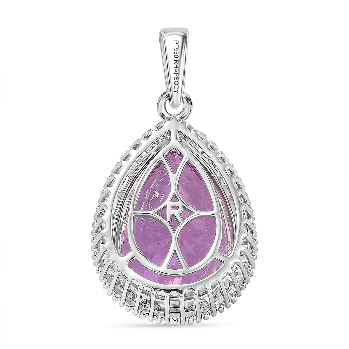 RHAPSODY 950 Platinum AAAA Kunzite  & Natural White Diamond (VS-E-F) Pendant 15.71 Ct, Platinum Wt. 6.39 Gms