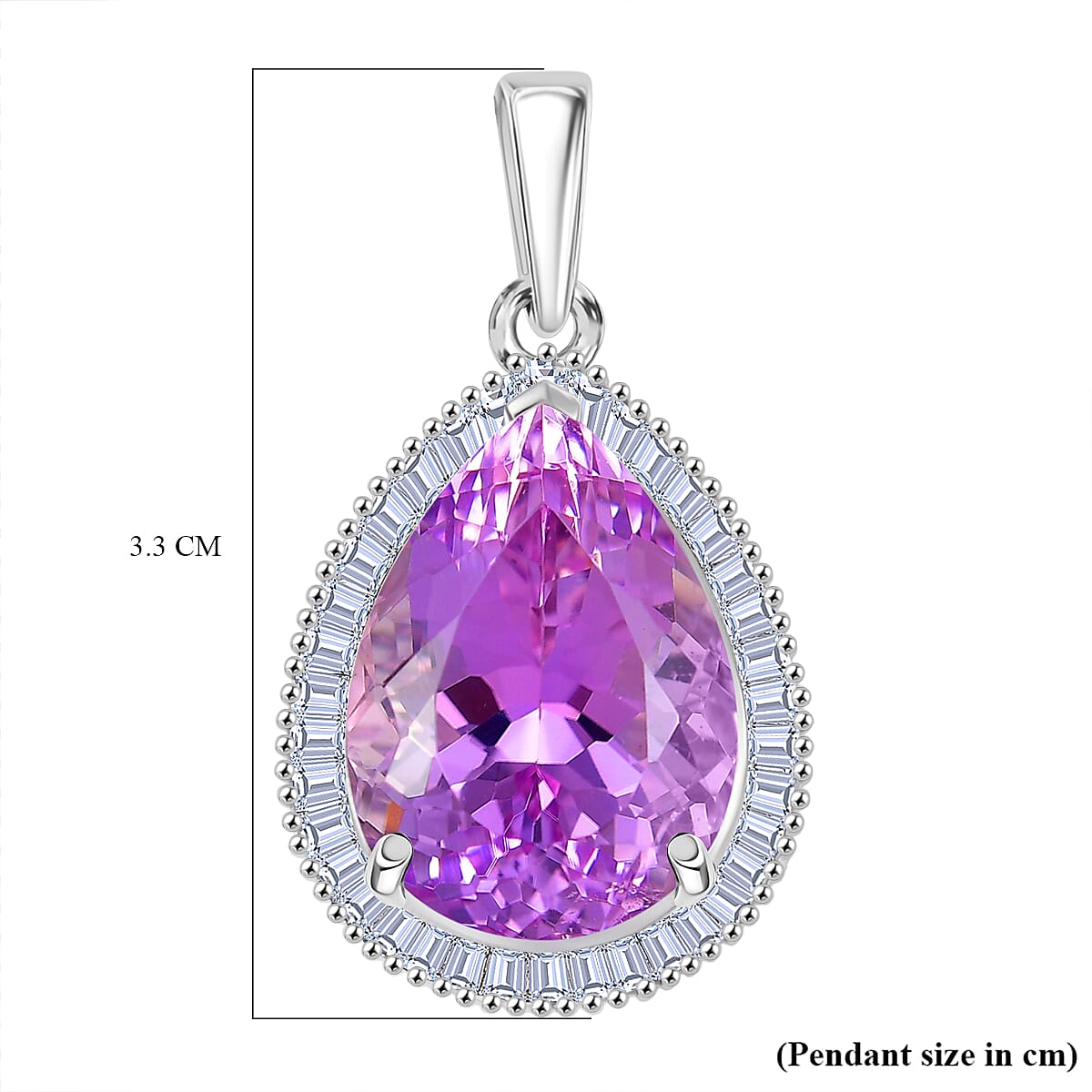 RHAPSODY 950 Platinum AAAA Kunzite  & Natural White Diamond (VS-E-F) Pendant 15.71 Ct, Platinum Wt. 6.39 Gms