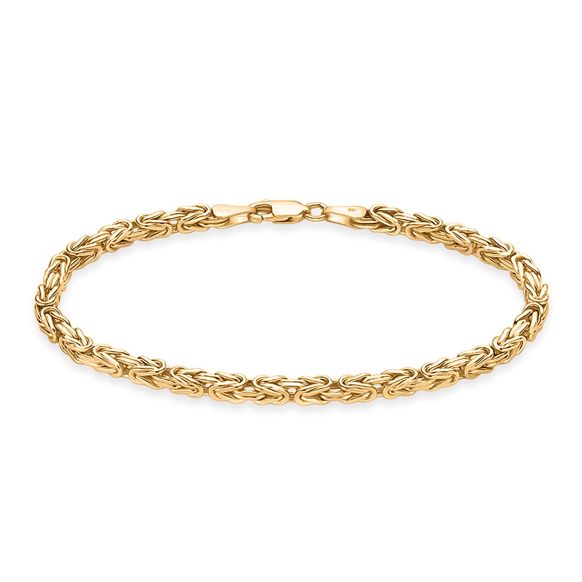 CLOSEOUT DEAL - 9K Yellow Gold SOLID Handmade Byzantine Bracelet (Size - 7.5), .