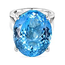 D'Joy Skyblue Topaz Ring in Rhodium Overlay Sterling Silver 44.75 Ct.
