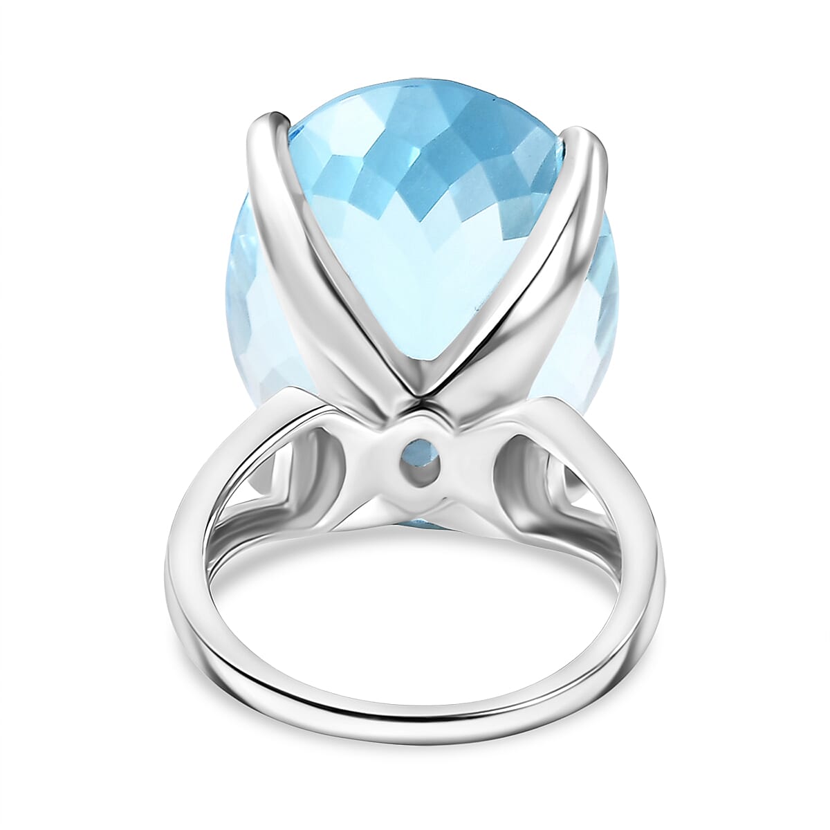 D'Joy Skyblue Topaz Ring in Rhodium Overlay Sterling Silver 44.75 Ct.