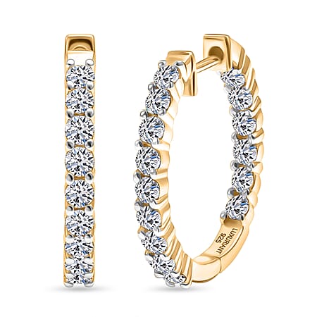 LUXURIANT 1.8 Ct. Lab Grown Diamond Hoop Earrings in 18K Vermeil Yellow Gold Plated Sterling Silver