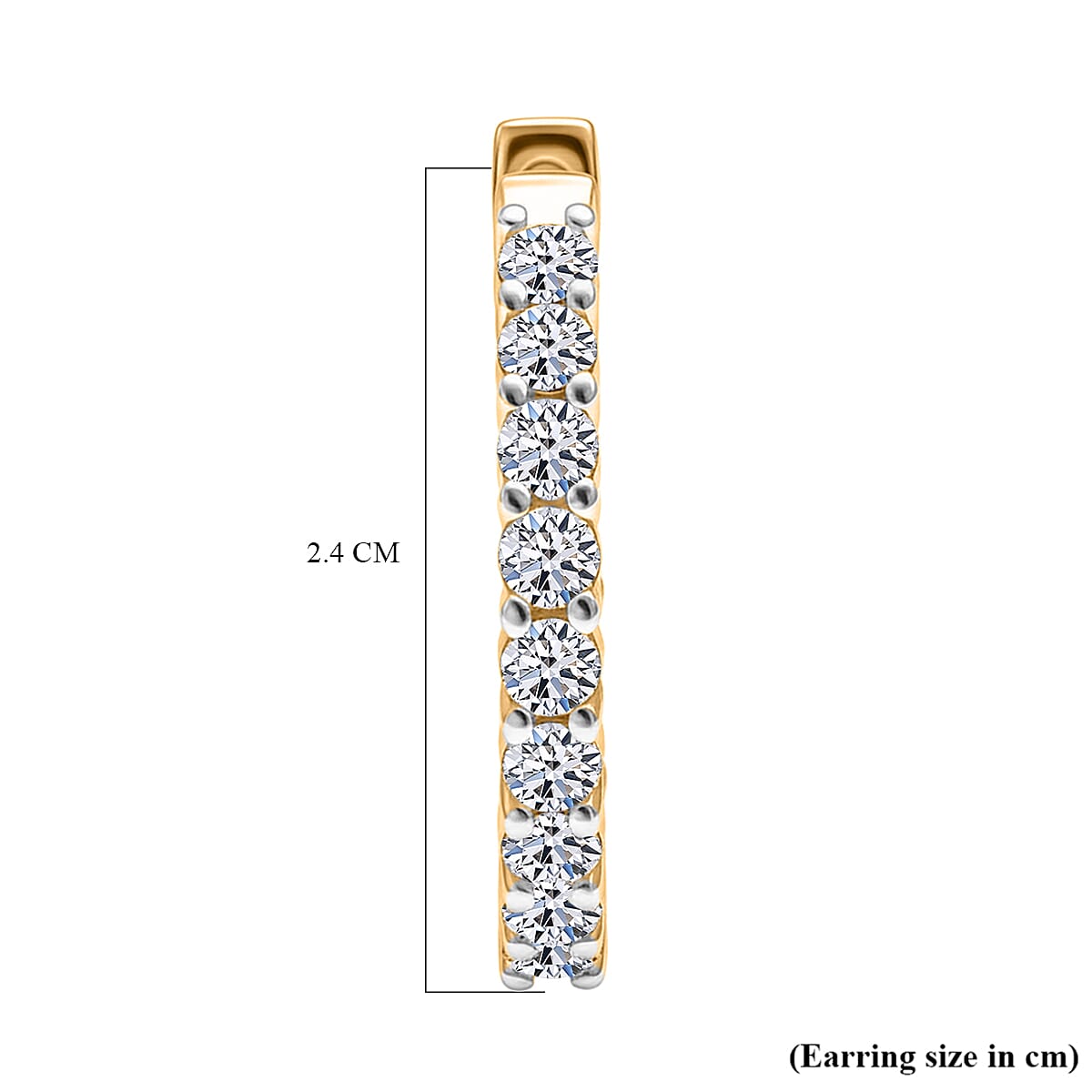 Luxuriant Lab Grown Diamond (SI-GH) J Hoop Half Hoop Earring in 18K Vermeil Yellow Gold Plated Sterling Silver 1.89 Ct, Silver Wt. 5.22 Gms.