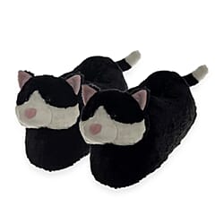 Aroma SuperSoft Chunky Cat Slippers (One Size, Fits 4 to 7) - Black - White