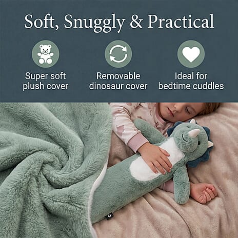 Aroma Super Soft Dinosaur Long Hot Water Bottle Cover - Sage