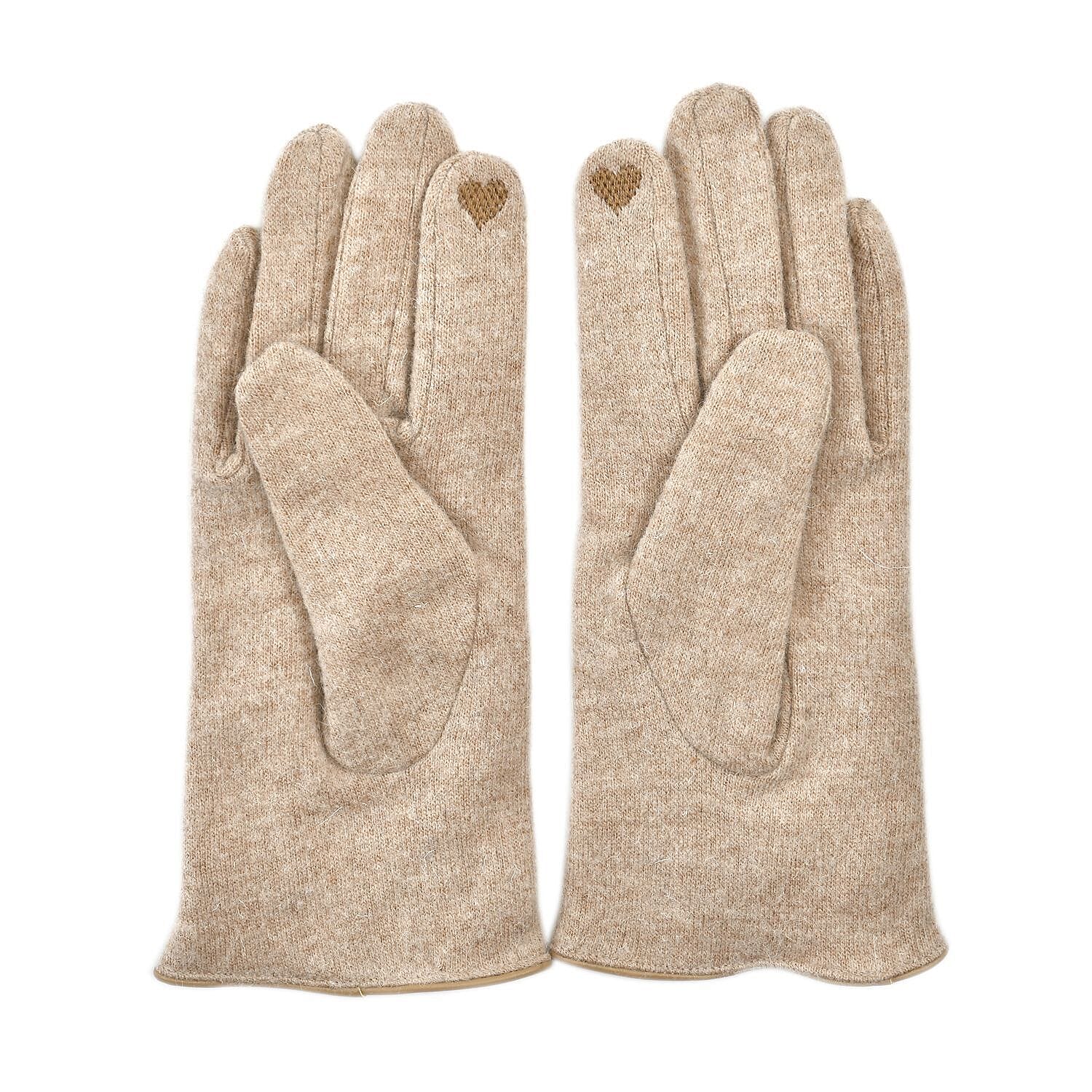 Cashmere Touch Screen Gloves (Size 23x9 cm) - Beige