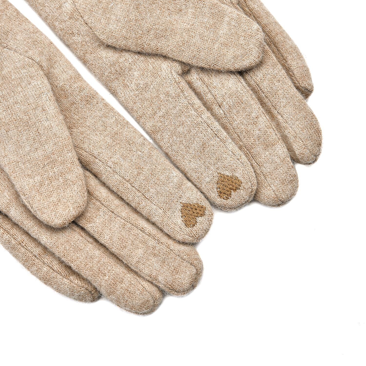 Cashmere Touch Screen Gloves (Size 23x9 cm) - Beige