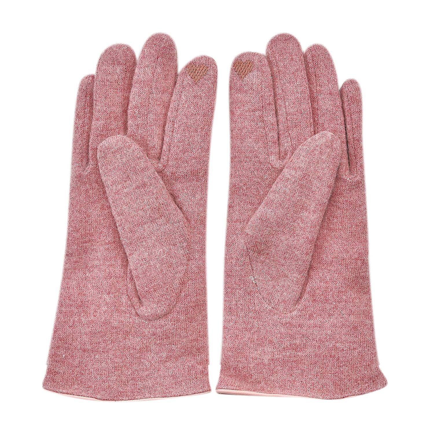 Cashmere Wool Touch Screen Gloves (One Size Fits Most) - Pink