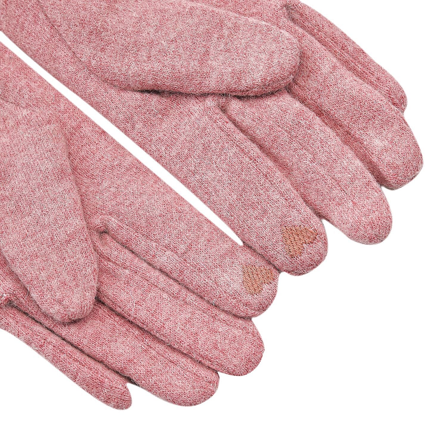 Cashmere Wool Touch Screen Gloves (One Size Fits Most) - Pink