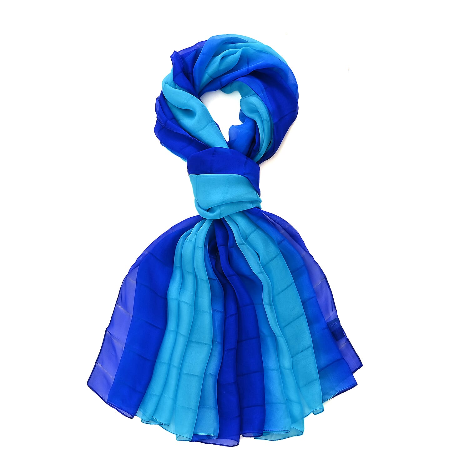 La Marey 100% Mulberry Silk Blue Ombre Scarf (106 x 195cm)