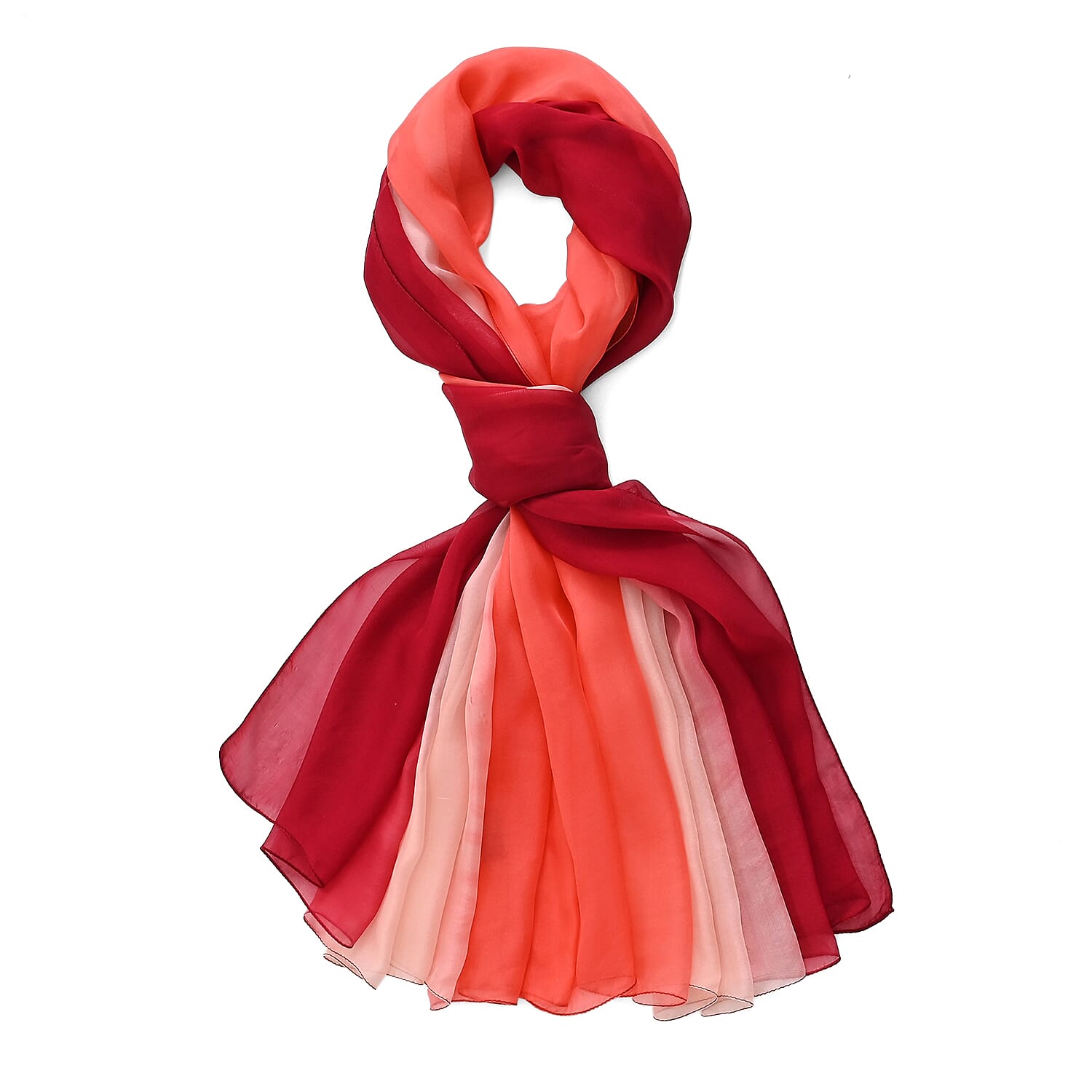 La Marey 100% Mulberry Silk Red Ombre Scarf (106 x 195cm)