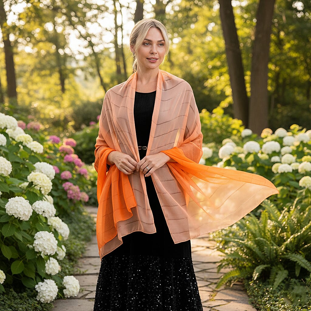 La Marey 100% Mulberry Silk Orange Ombre Scarf (106 x 195cm)