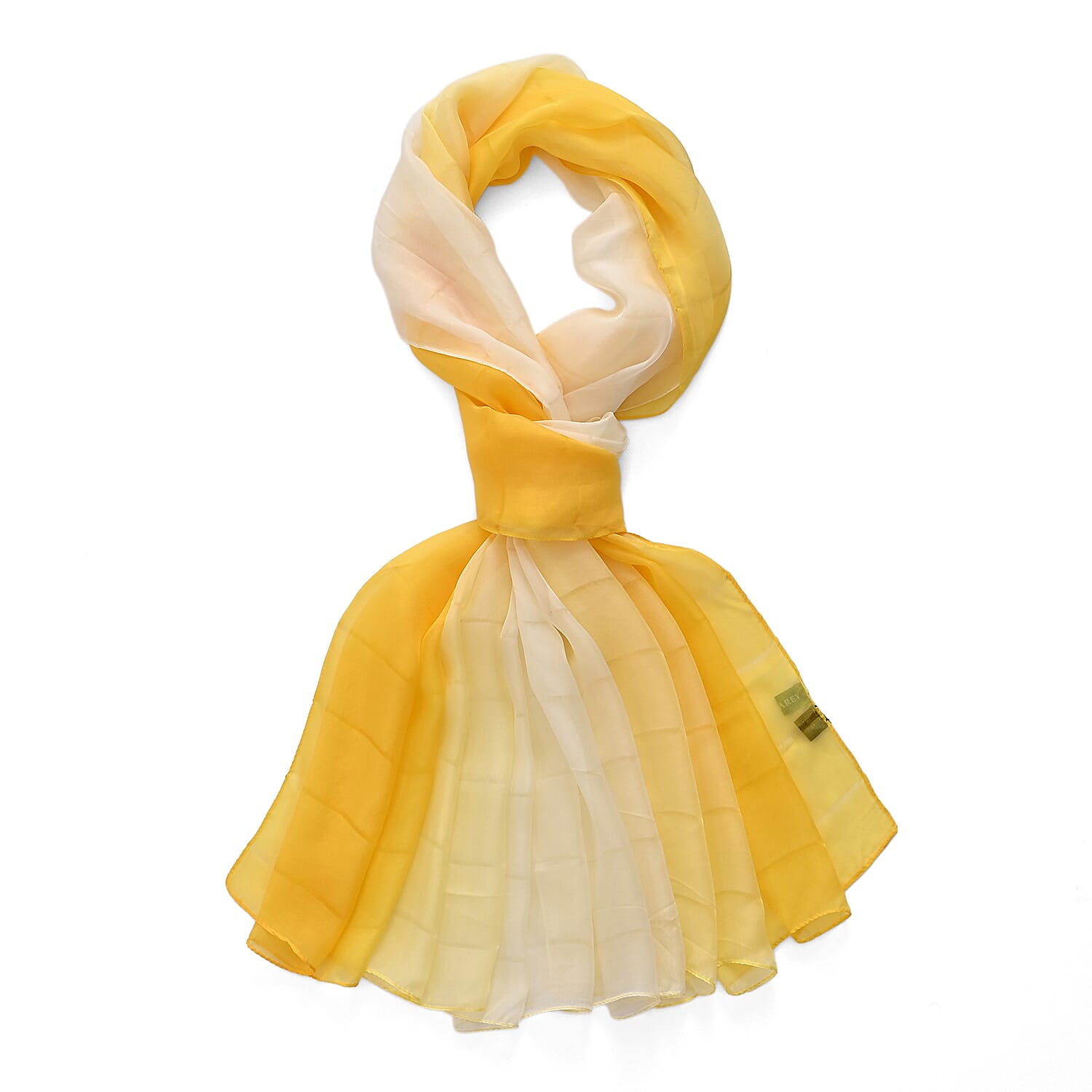 La Marey 100% Mulberry Silk Yellow Ombre Scarf (106 x 195cm)