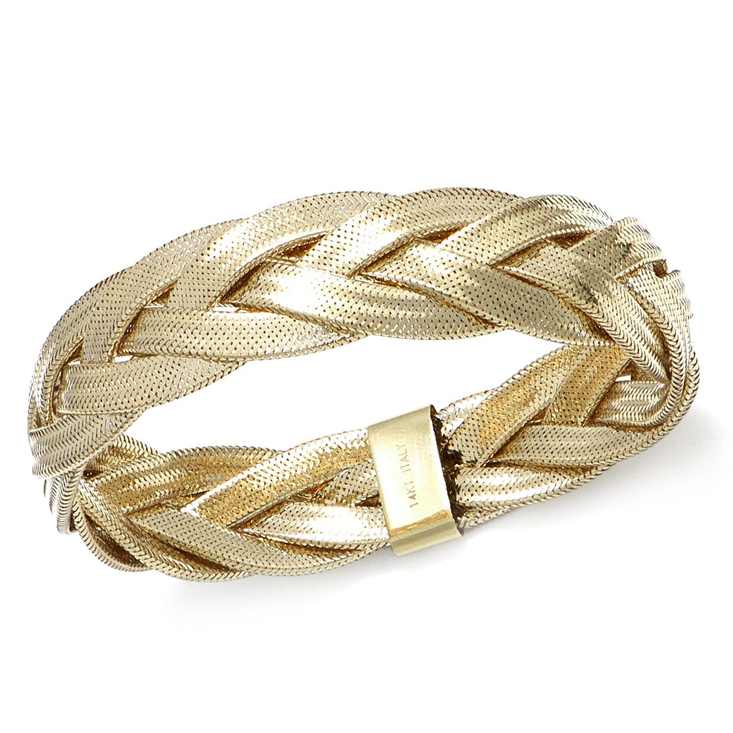 Maestro Collection - 9K Yellow Gold Stretchable Italian Braided Bangle (Size - 7.5)