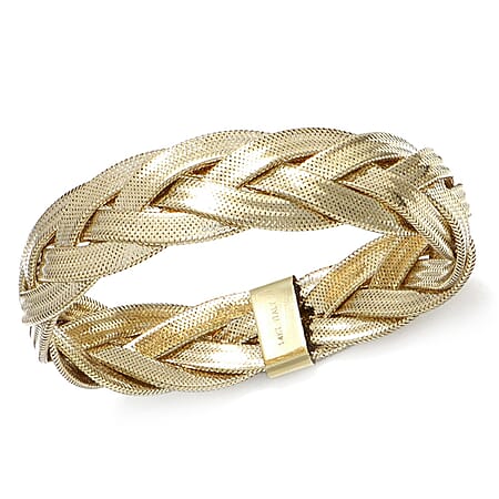 Maestro Collection - 9K Yellow Gold 15.8MM Stretchable Bangle 7.5 Inch