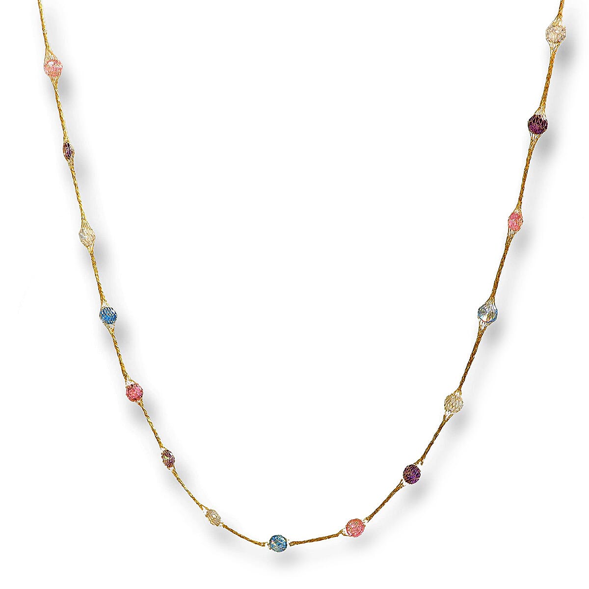 Maestro Collection - 9K Yellow Gold & Multi Colour Cubic Zirconia Necklace (Size - 20)