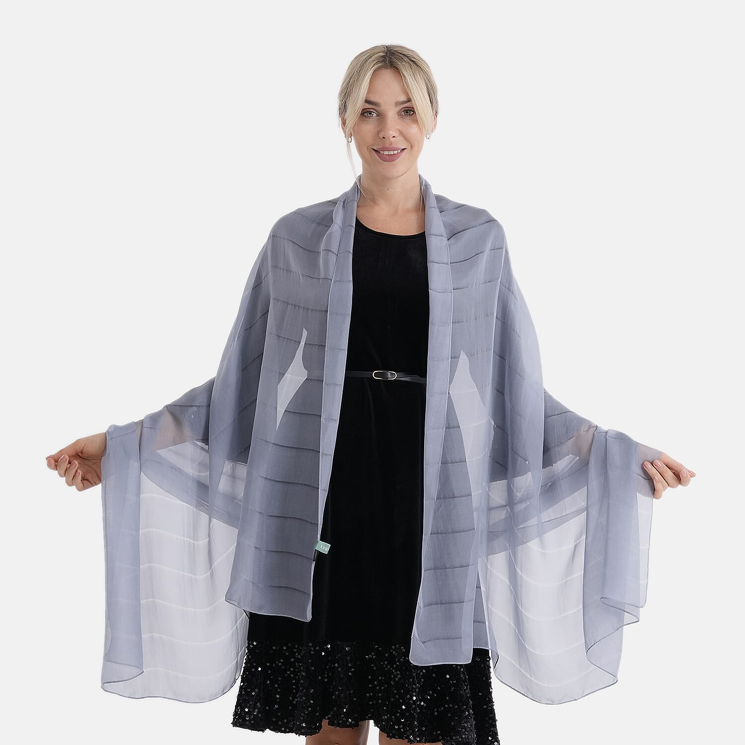 La Marey Mulberry Silk Scarf (177 x 110 cm) - Grey