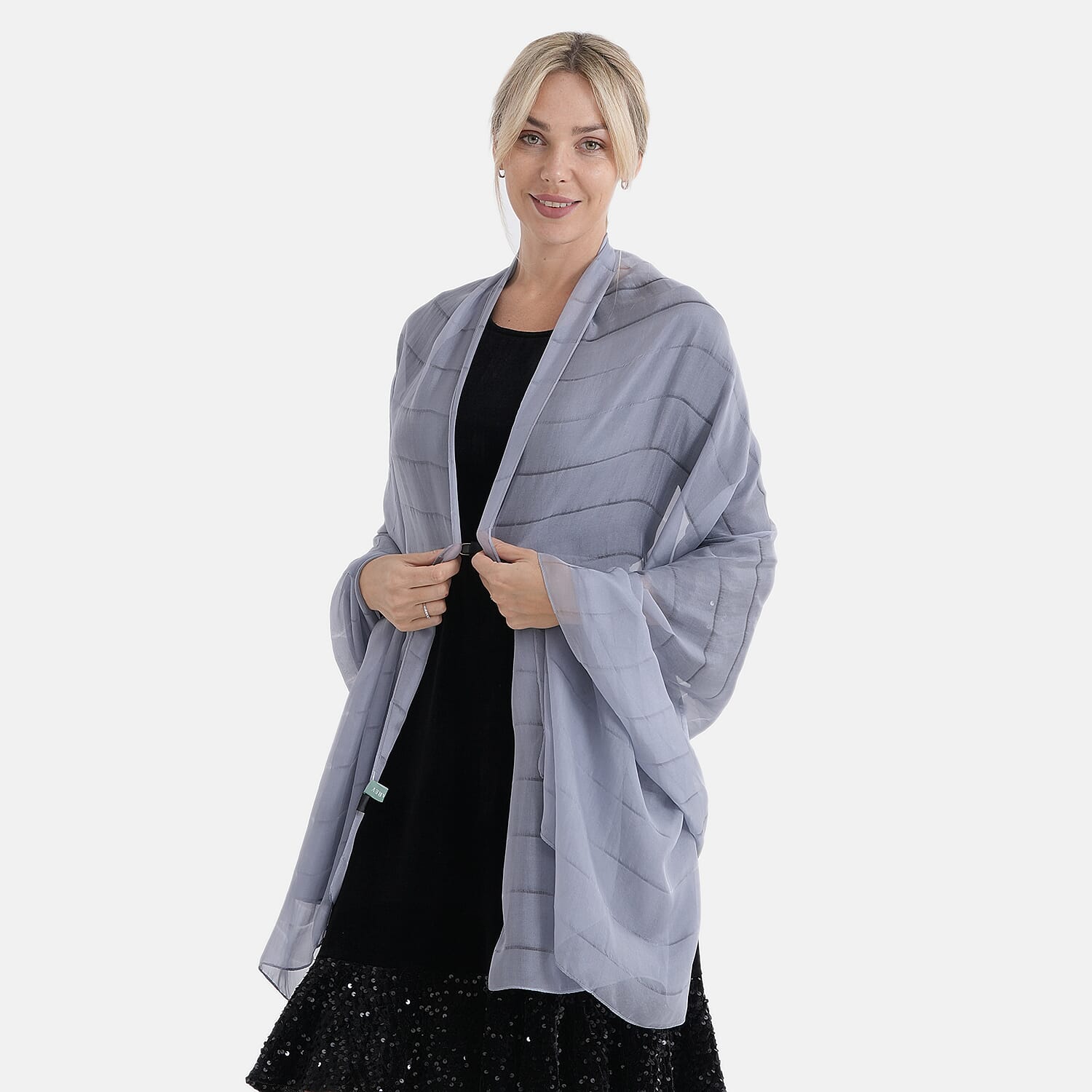 La Marey Mulberry Silk Scarf (177 x 110 cm) - Grey