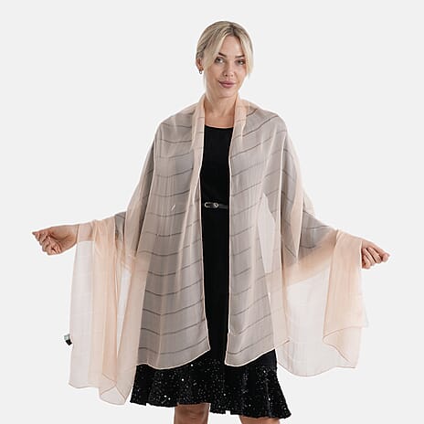 La Marey 100% Mulberry Silk Scarf (177 x 110 cm) - Beige