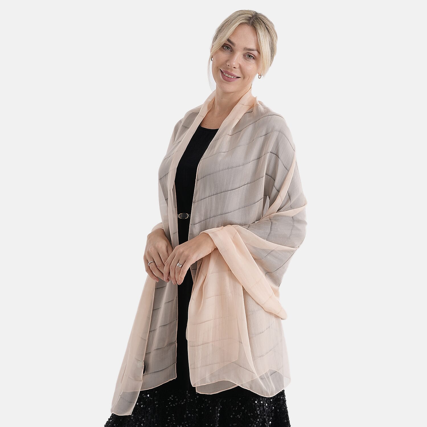 La Marey 100% Mulberry Silk Scarf (177 x 110 cm) - Beige