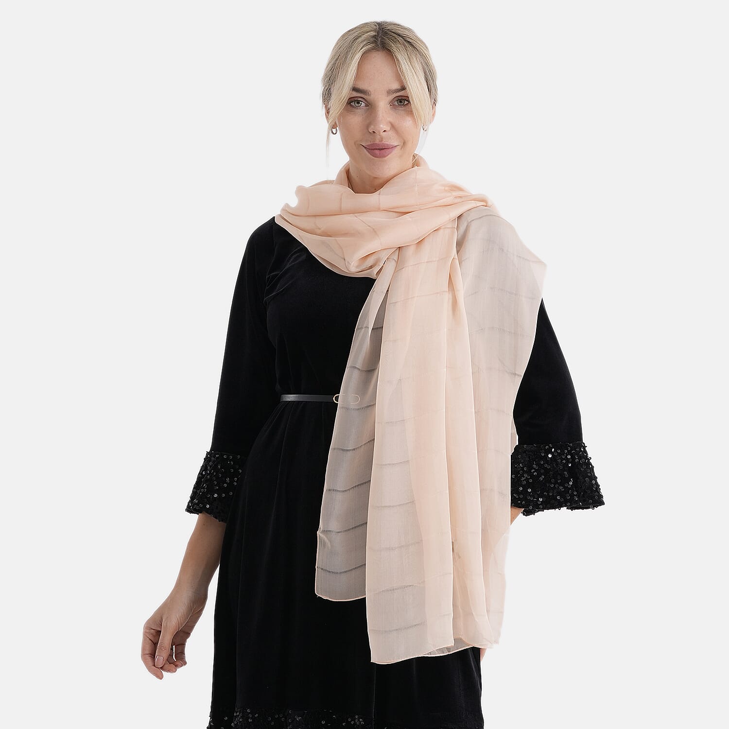 La Marey 100% Mulberry Silk Scarf (177 x 110 cm) - Beige