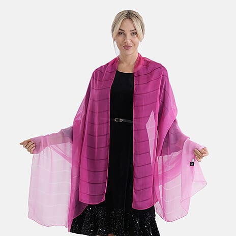 La Marey 100% Mulberry Silk Scarf (177 x 110 cm) - Pink